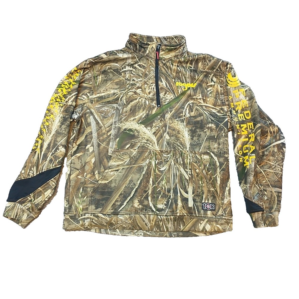 10X Mens Realtree Max-5 Camo Quarter Zip Pullover Federal Premium Rogers Large